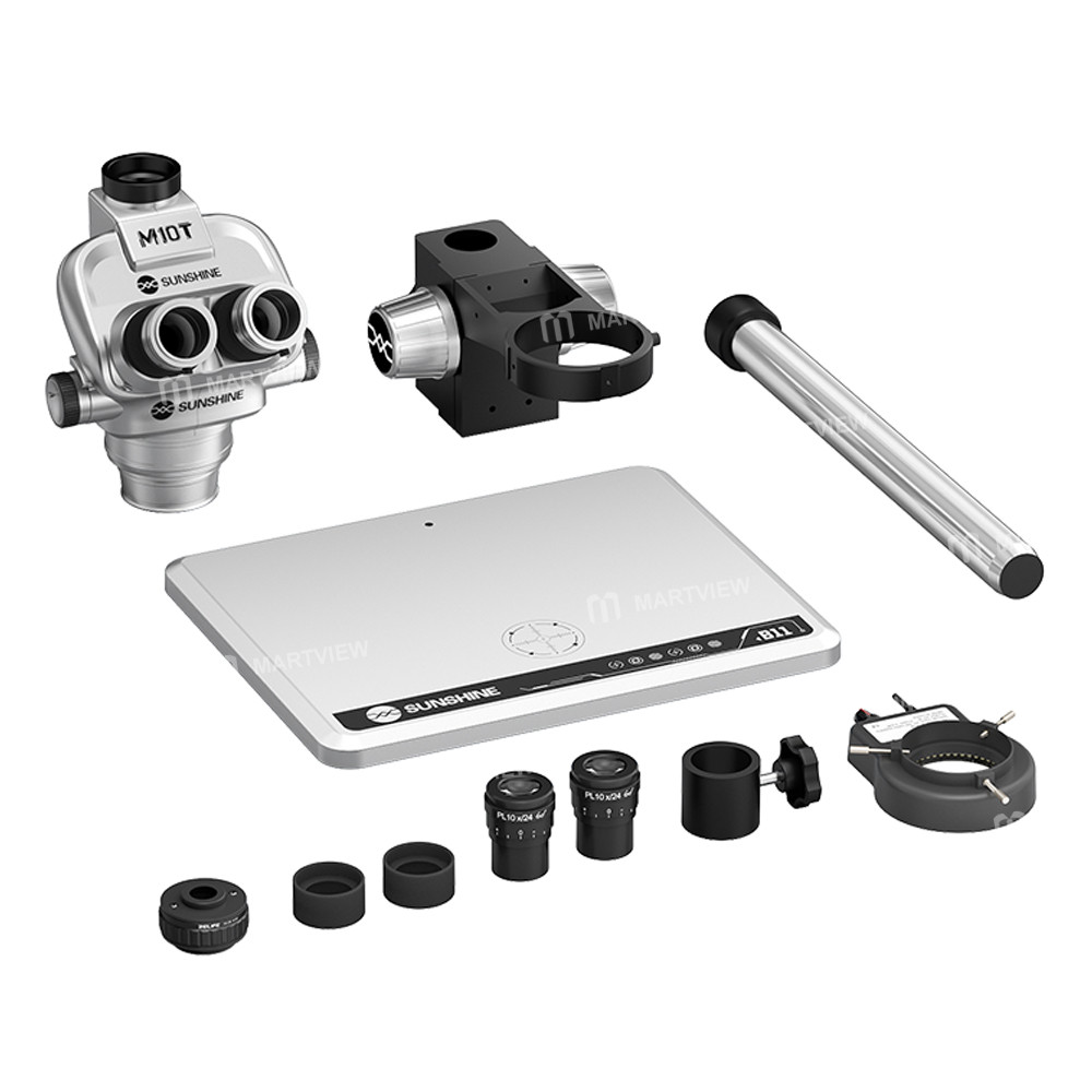 sunshine m10t-b11-65x-55x-trinocular-zoom-stereo-microscope-with-b11-aluminum-alloy-base-11