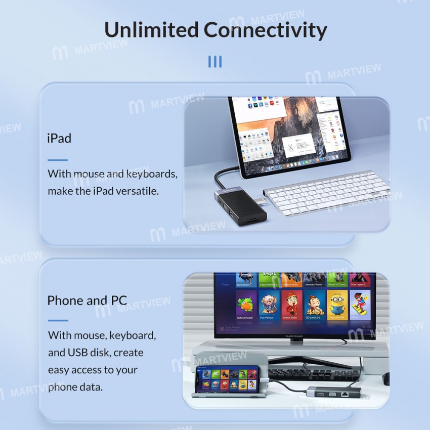 Orico MDK-10P 10-in-1 Type-C Multifunctional Docking Station Compatible HDMI / VGA for Laptop / iPad