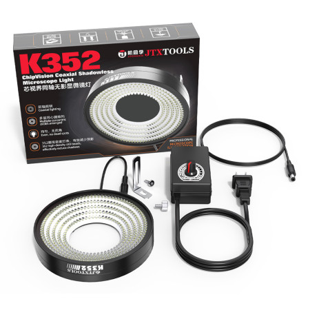 JTX K532 ChipVision 352 LED Beads Coaxial Shadowless Microscope Light for Microscope Soldering Repair