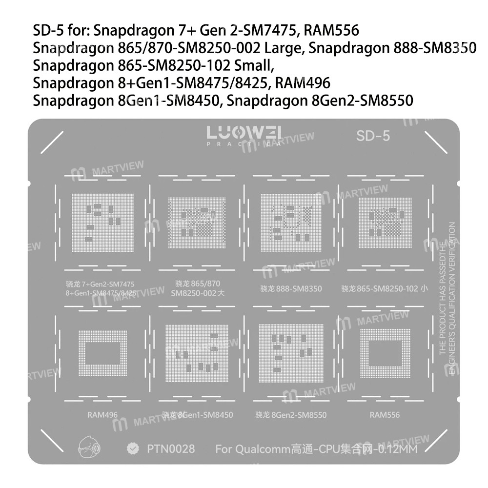 luowei cpu-series-bga-reballing-stencil-set-for-apple-hisilicon-kirin-mediatek-qualcomm-12