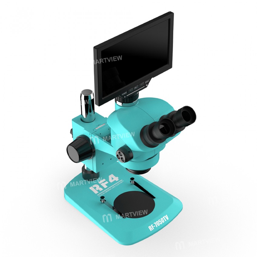 rf4 rf7050tv-ys010w-7-50x-synchronous-zoom-trinocular-stereo-microscope-with-10-inch-camera-monitor-