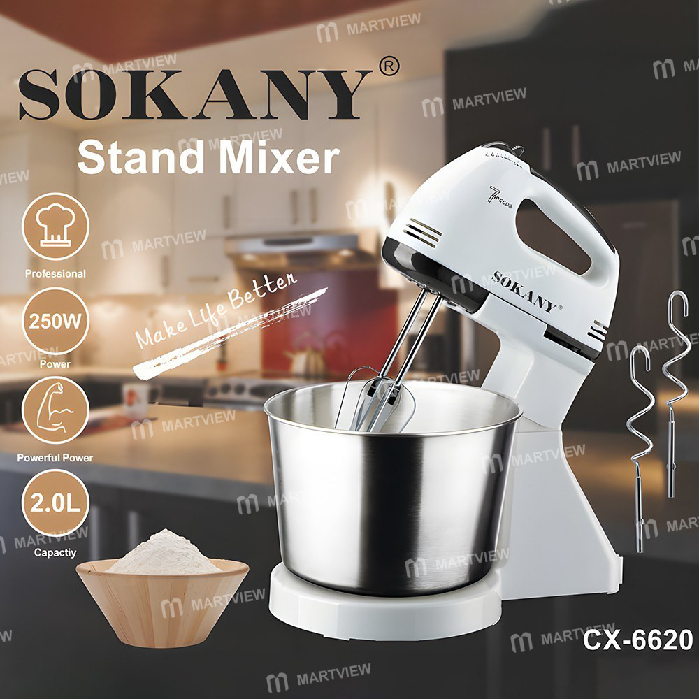 sokany 6620-electric-stand-mixer-176-quart-250w-7-speeds-portable-with-dough-hook-for-daily-kitchen-