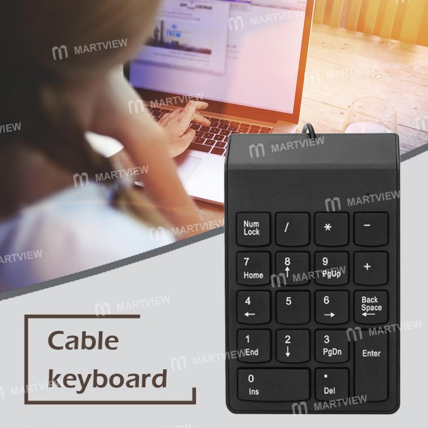Portable 18 Keys USB Wired Driver-free Mini Digital Keyboard for Desktop Laptop