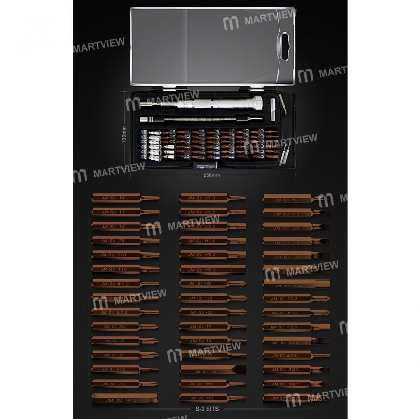 JAKYMY JM-8166 61 in 1 S2 Screwdriver Kits Repair Adjustable Aluminum Alloy Hand Tools Kit for Mobil
