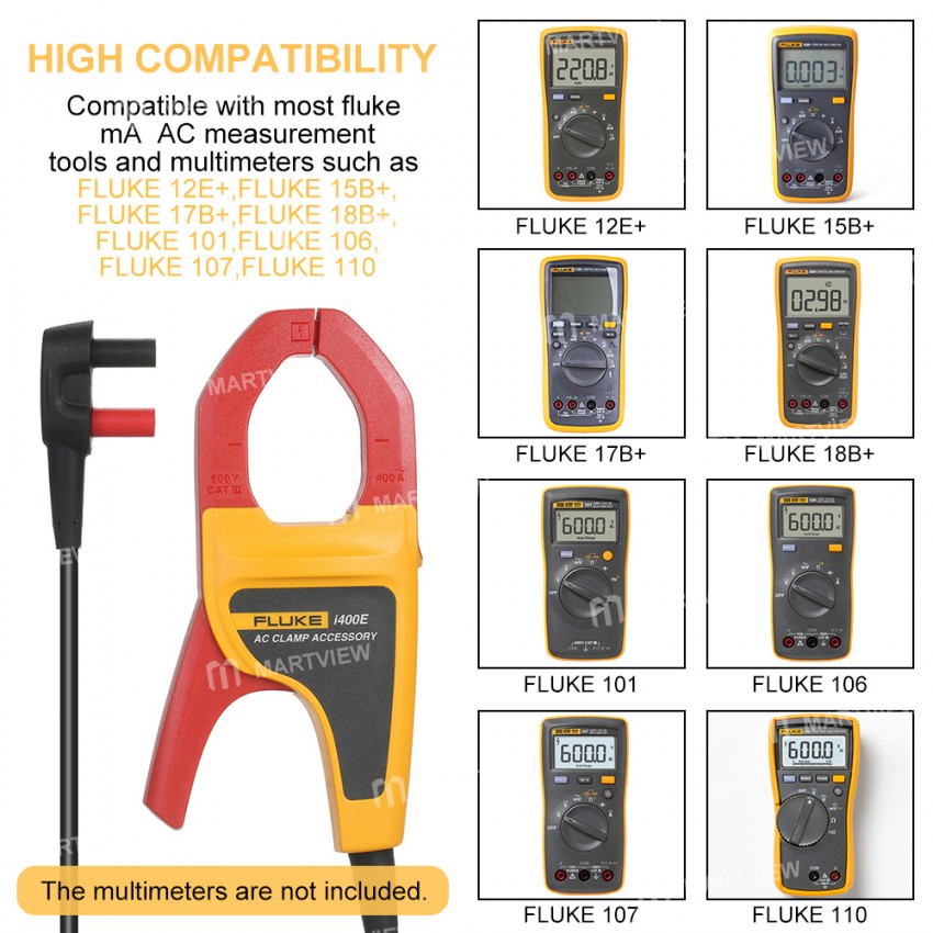 Fluke i400E 1~400A AC Current Digital Clamp Multimeter with Dual Banana Jacks