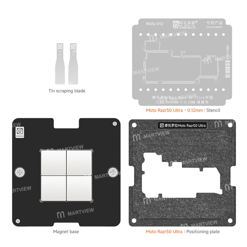 amaoe r50u-012-middle-layer-bga-reballing-stencil-platform-set-for-motorola-razr-50-ultra-5