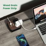 Orico Portable Home Wood Grain Double Sockets Power Strip with 3 USB Ports - EU Plug