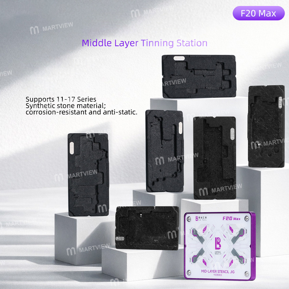 lb tool-f20-max-motherboard-middle-layer-bga-reballing-stencil-tin-plating-platform-for-iphone-11-17