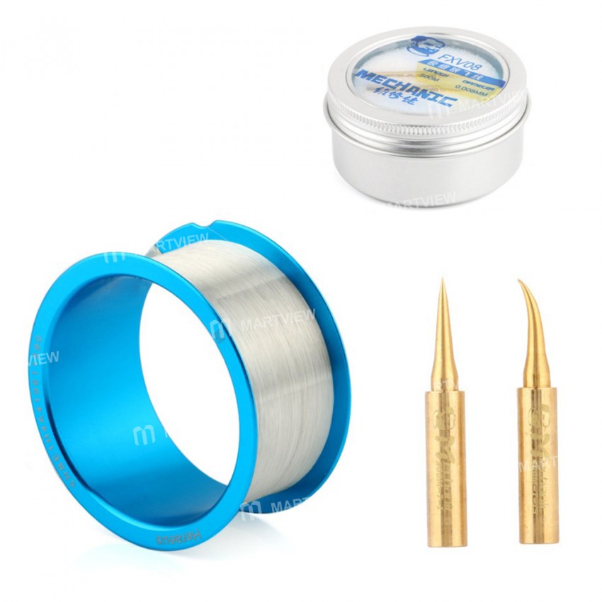 Mechanic FXV08 3-in-1 500m 0.008mm Superfine Silver Flying Line With Solder Iron Tip Set