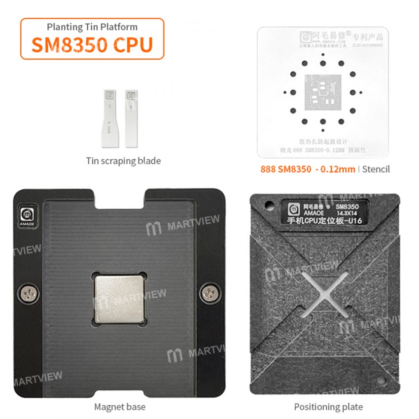 Amaoe U16 0.12mm BGA Reballing Tin Planting Positioning Platform for Qualcomm Snapdragon 888 / SM835