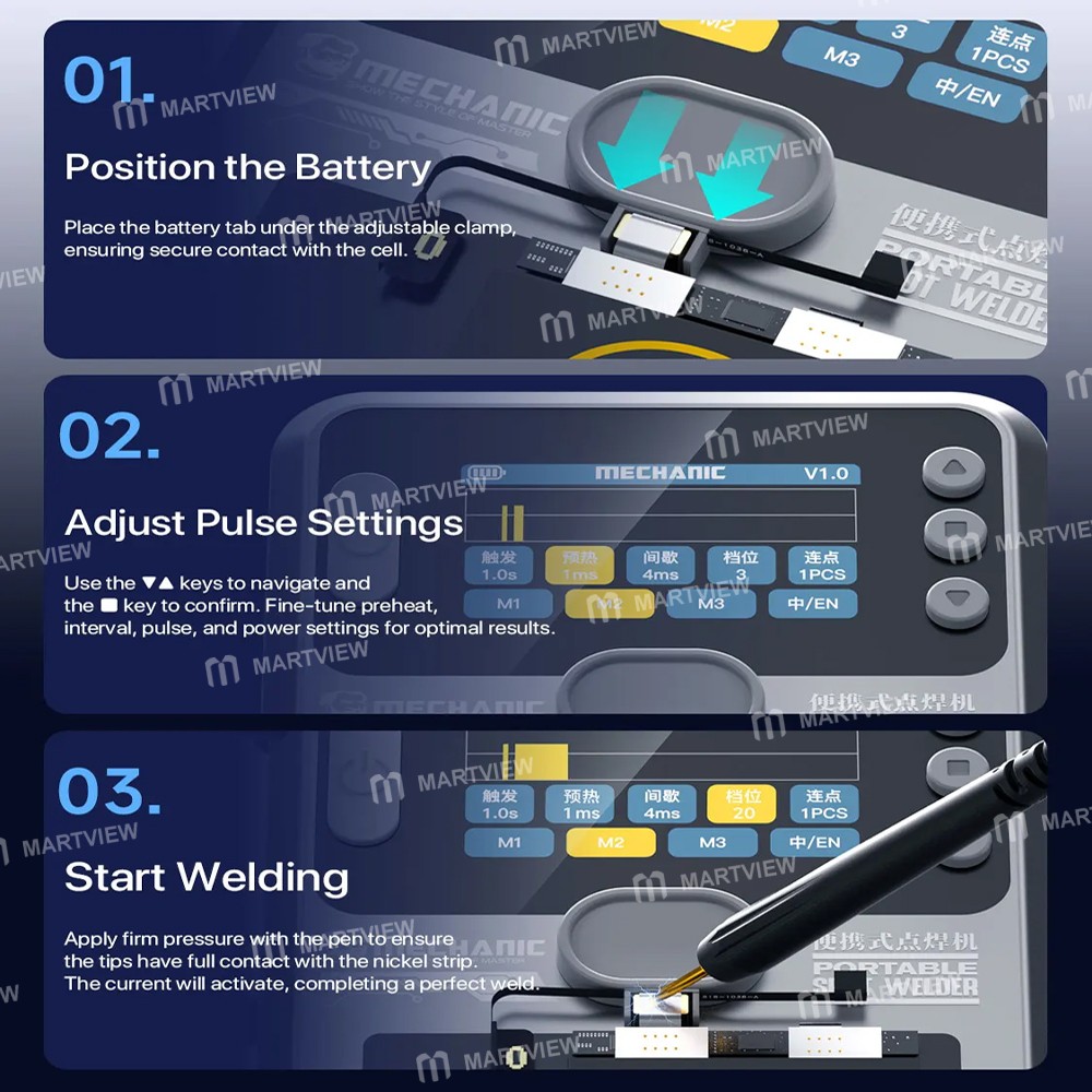 mechanic pn360-portable-manual-auto-double-pulse-digital-display-battery-spot-welder-8