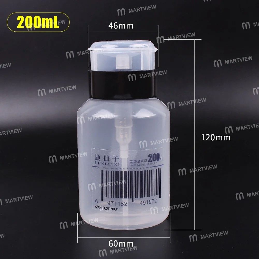 luxianzi 200ml-large-capacity-press-on-plastic-transparent-alcohol-bottle-with-lock-function-4