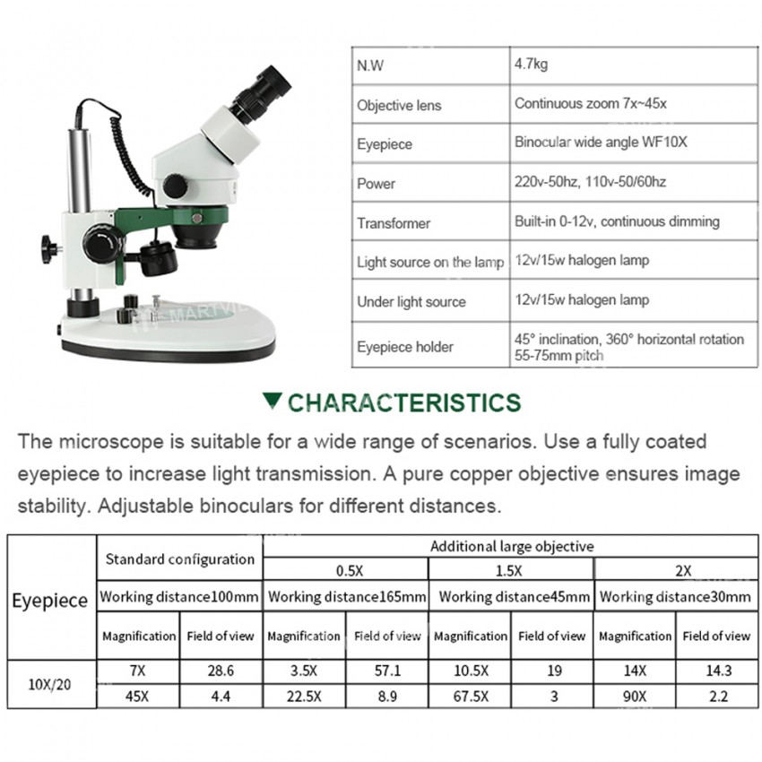 BST-X5 7-45X Continuous Zoom Binocular Stereo Microscope for Watching CPU Motherboard Chip PCB Solde