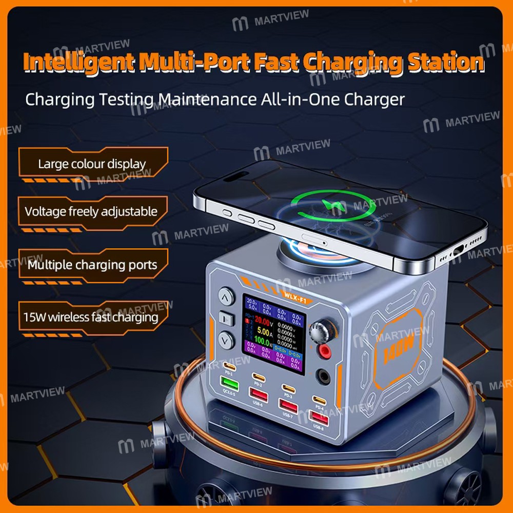 wlx f1-140w-smart-multi-port-desktop-charging-station-with-voltage-current-detection-function-2