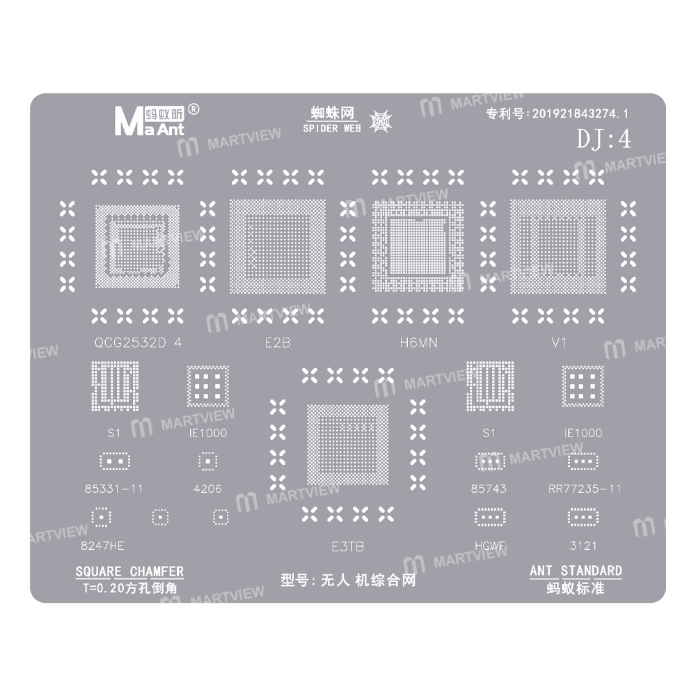 MaAnt DJ:4 0.12mm DJI Drone Chips Comprehensive BGA Reballing Stencil