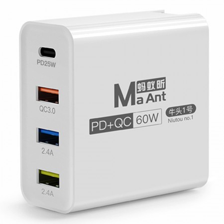 MaAnt Niutou No.1 PD / QC 60W Multifunctional 4-Port USB Intelligent Quick Charger