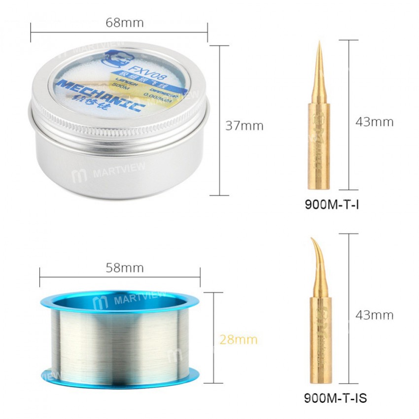 Mechanic FXV08 3-in-1 500m 0.008mm Superfine Silver Flying Line With Solder Iron Tip Set