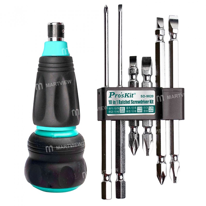 Pro'sKit SD-9820 10-in-1 Multifunctional Removable Ratchet Screwdriver Set