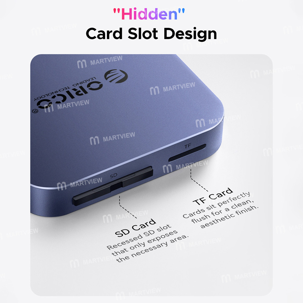 orico air5-air5c-usb-c-to-sd-tf-slot-pd100w-ultra-thin-magnetic-card-reader-for-iphone-android-table