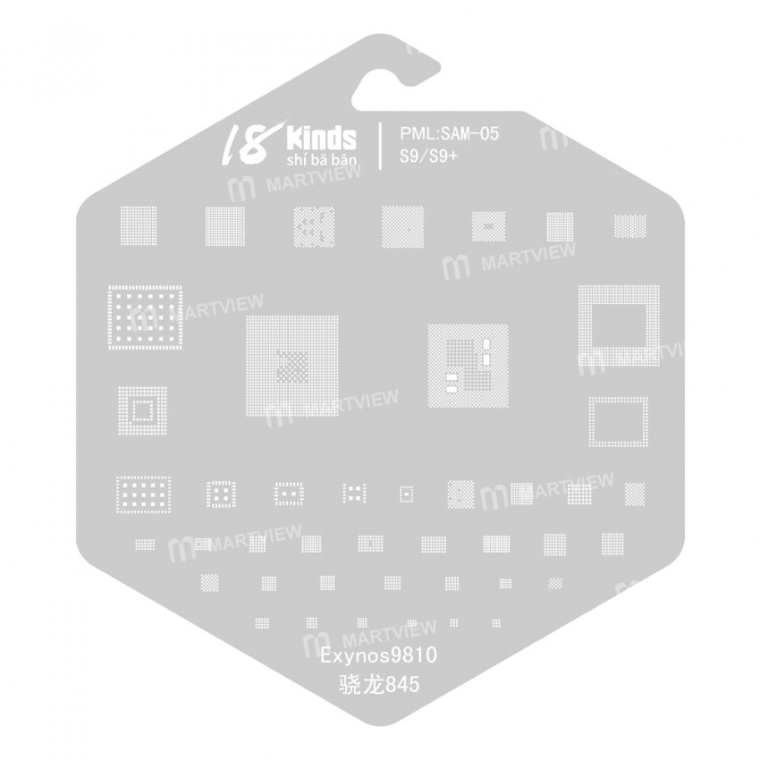 18 Kinds CPU BGA IC Reballing Stencil Kits for Samsung Phones