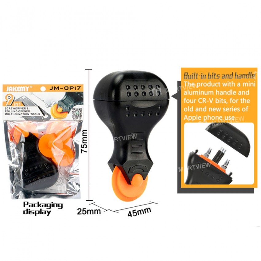JAKEMY JM-OP17 9 in 1 Screwdriver & Roller Opener Multifunctional Tool Mobile Phone Fix Repair Tool