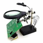 Magnifying Glass with LED 2 Auxiliary Clip Magnifier Soldering Solder Iron Stand Holder Station Repa