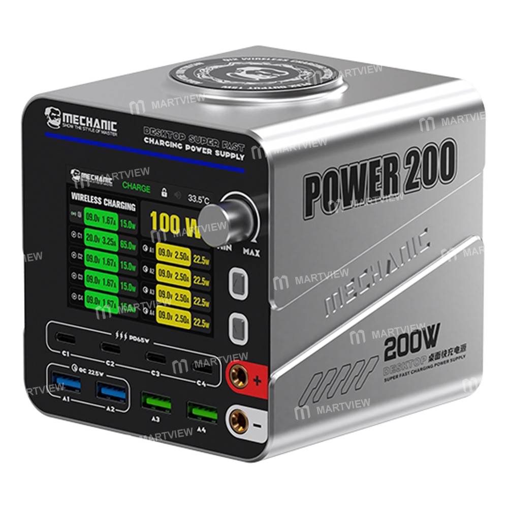 mechanic power-200-gan-desktop-fast-charging-station-supports-qc30-pd31-wireless-charging-1