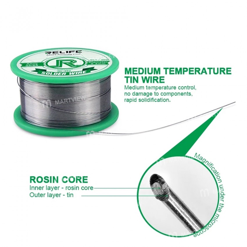 Relife RL-441 / 442 High Purity 0.3 / 0.4 / 0.5 / 0.6mm Medium Temperature Active No-clean Tin Wire