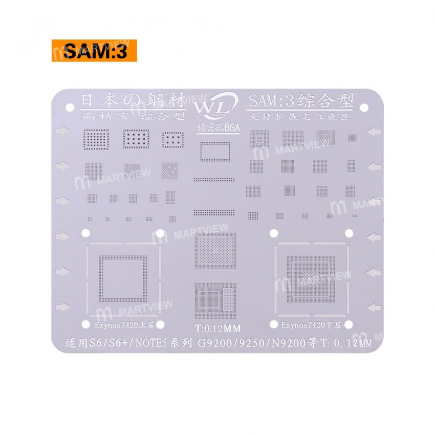 WL Multi-Function BGA Reballing Stencil Plant Tin Steel Net for Samsung S8 S7 S6 S5 NOTE8 NOTE5 A7 A
