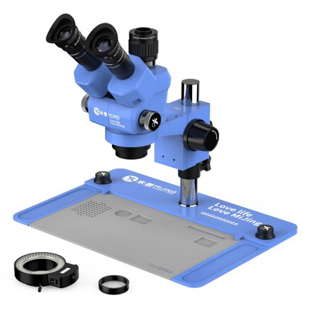 Mijing MJ-6555 6.5-55X Synchronous Zoom Trinocular Stereo Microscope with Aluminum Alloy Base