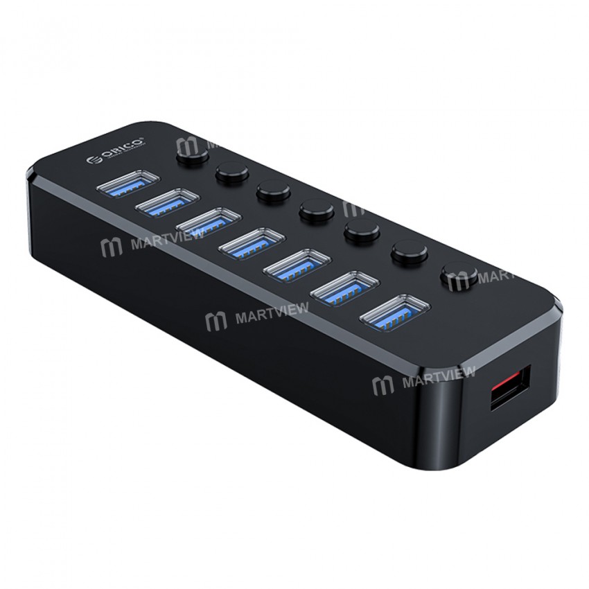 Orico SWU3-7A 7-Port High-speed USB 3.0 Split Control Hub With Power Adapter Support BC1.2 Charging