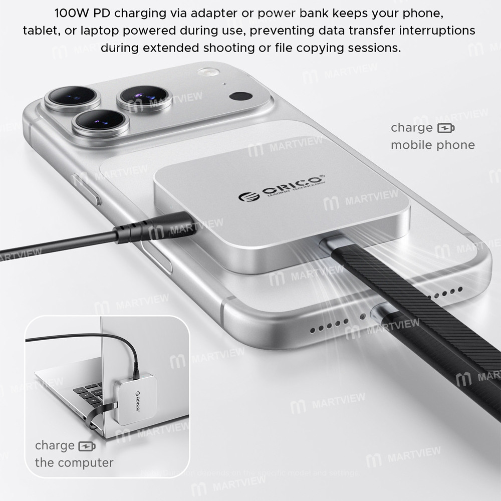 orico air5-air5c-usb-c-to-sd-tf-slot-pd100w-ultra-thin-magnetic-card-reader-for-iphone-android-table