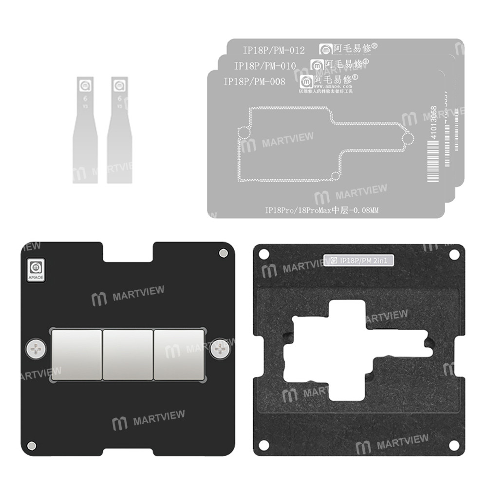 amaoe ip18-series-middle-layer-bga-reballing-stencil-tin-plating-platform-set-for-iphone-18-pro-18pr