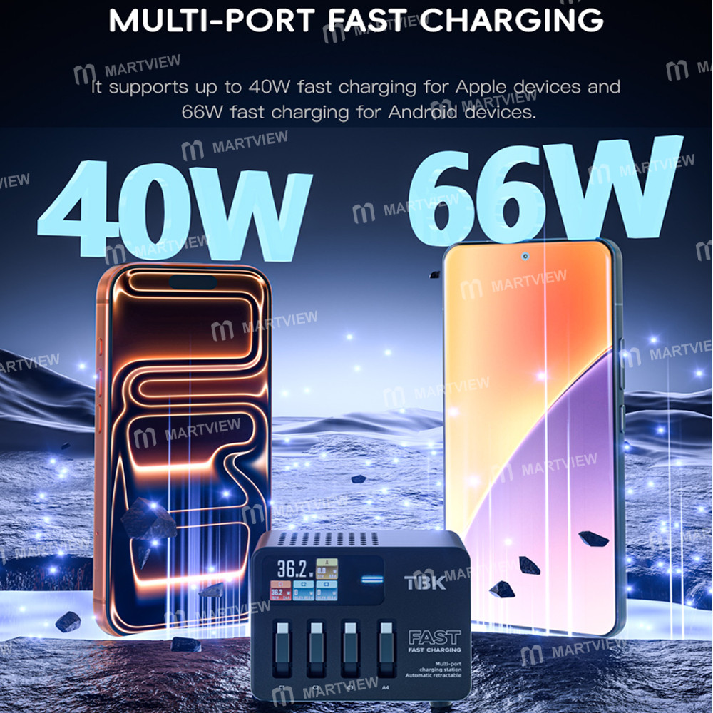 tbk 120w-multi-port-retractable-fast-charging-station-supports-up-to-iphone-40w-android-66w-5