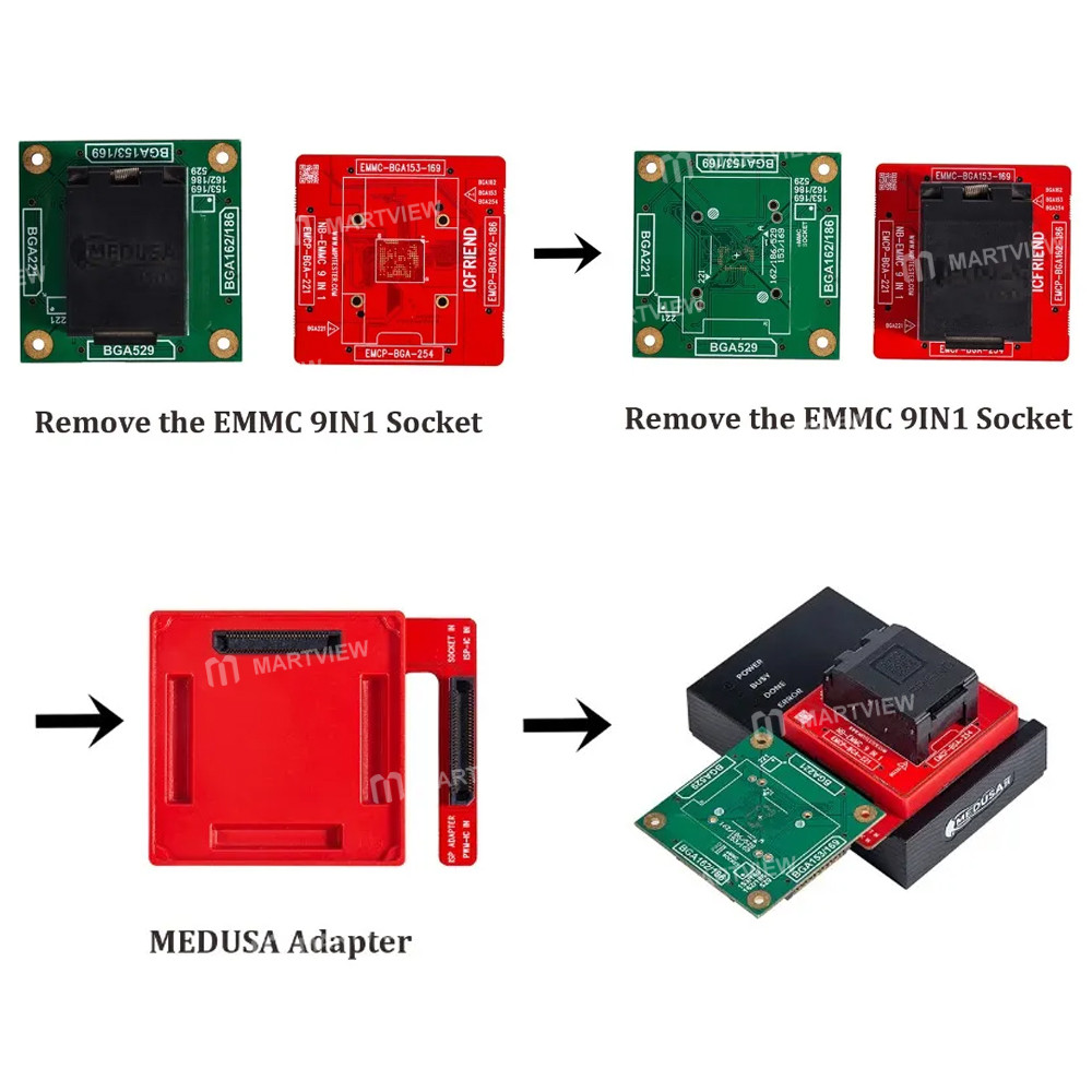 icfriend bga-emmc-9-in-1-base-board-support-easy-jtag-medusa-f64-ufs-bga-254-socket-2
