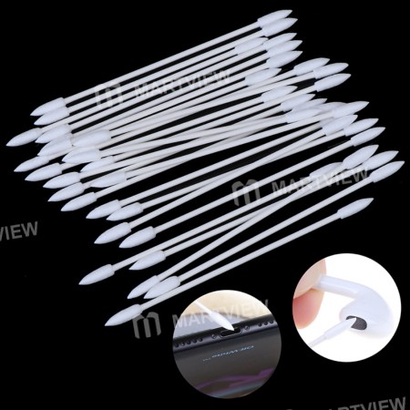 Double Head Dust Free Disposable Cleaning Swab Cotton Stick for AirPods Earphone Headphone Phone Charge Port - 50pcs