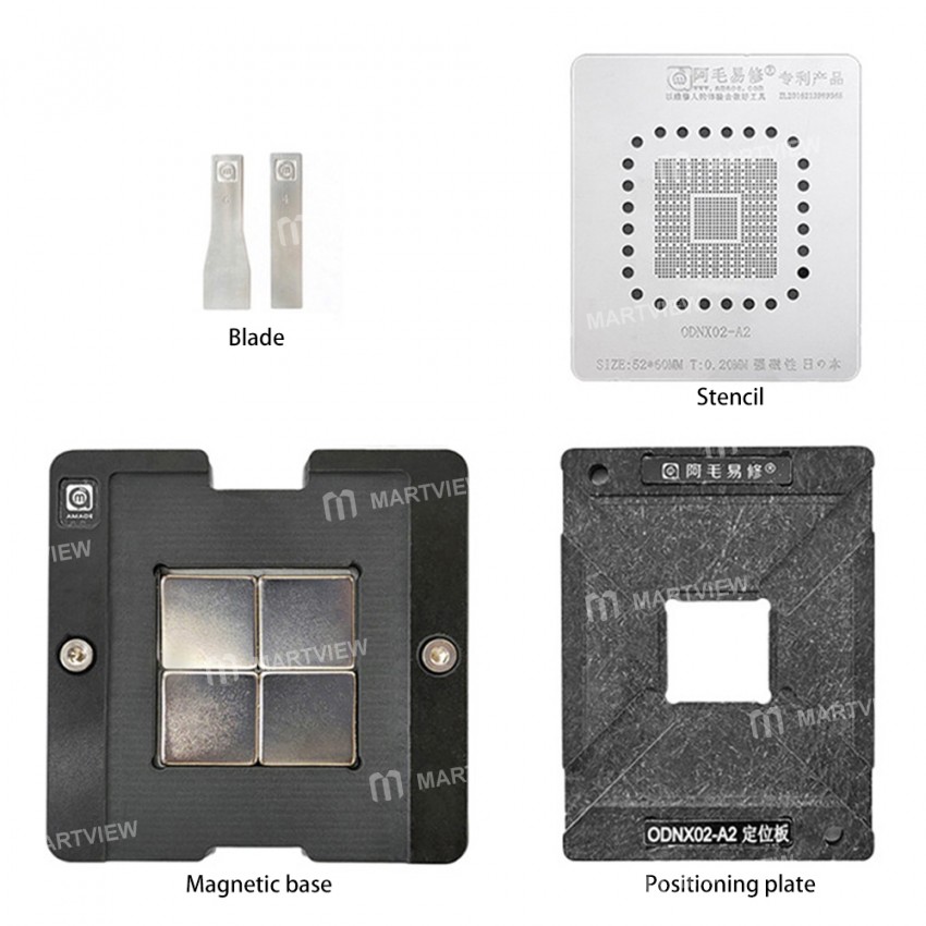 Amaoe ODNX02-A2 4-in-1 0.20mm BGA Reballing Stencil Kits Station for Switch CPU IC Chip