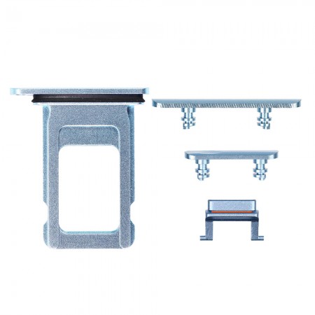Replacement Side Buttons Set with Single SIM Card Tray for iPhone XR - Blue