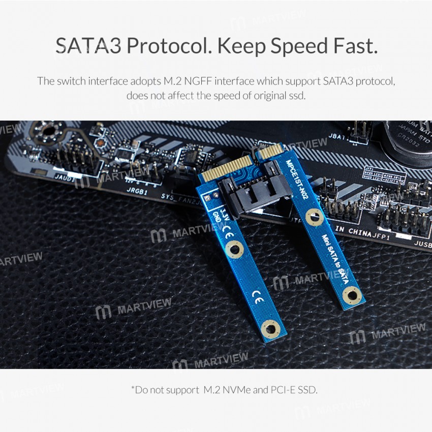 Orico MSTS7PW SATA 7Pin to mSATA Flat Type SSD Adapter Card Support Full Height Size