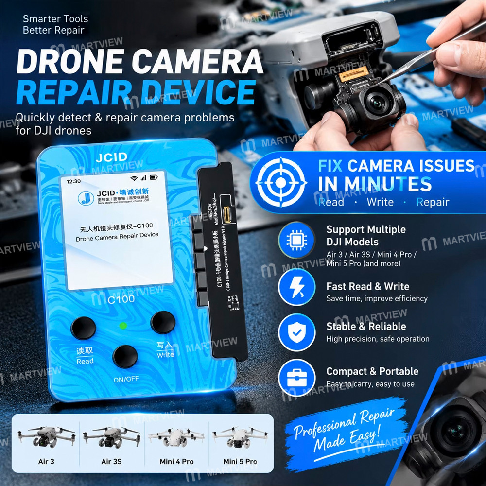 jcid c100-drone-camera-repair-device-supports-dji-drones-air-3-air-3s-mini-4-pro-mini-5-pro-4