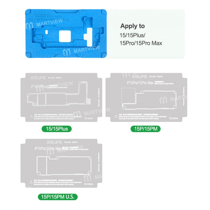 relife rl-601t-18-in-1-middle-layer-tin-planting-bga-reballing-platform-set-for-iphone-x-to-15pro-ma