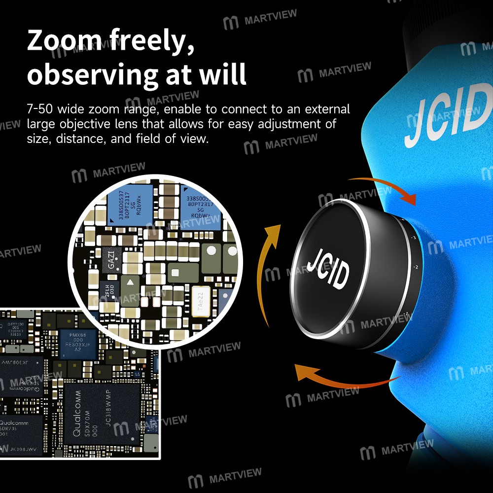 jcid m3750a-7-50x-synchronous-zoom-trinocular-stereo-microscope-with-aluminum-alloy-base-3