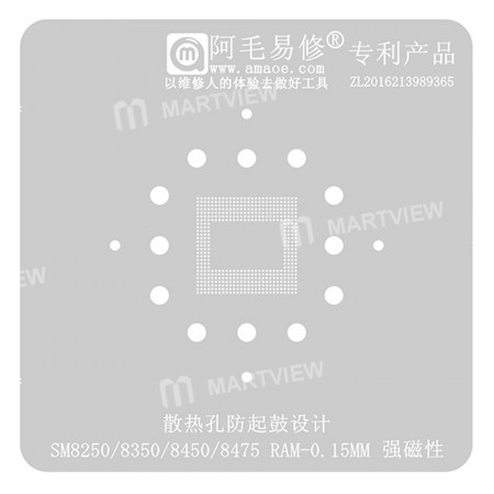 Amaoe 0.15mm Upper Layer BGA Reballing Stencil for Qualcomm SM8250 / SM8350 / SM8450 / SM8475