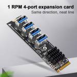 ASM1184E PH410 4-Port M.2 to PCI-E USB 3.0 Extender Riser Adapter Card for Mac os / Windows / Linux