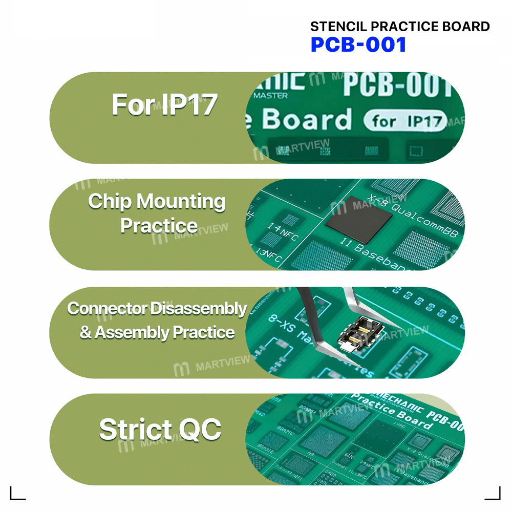 mechanic pcb-001-bga-chip-connector-socket-stencil-practice-board-support-iphone-17-series-7