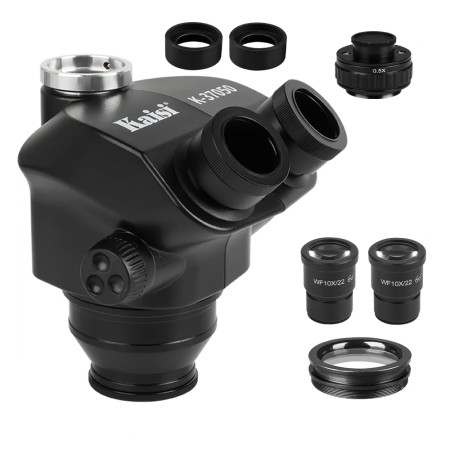 Kaisi K-37050 7X-50X Continuous Zoom Trinocular Stereo Microscope Head for Mobile Phone PCB Repair