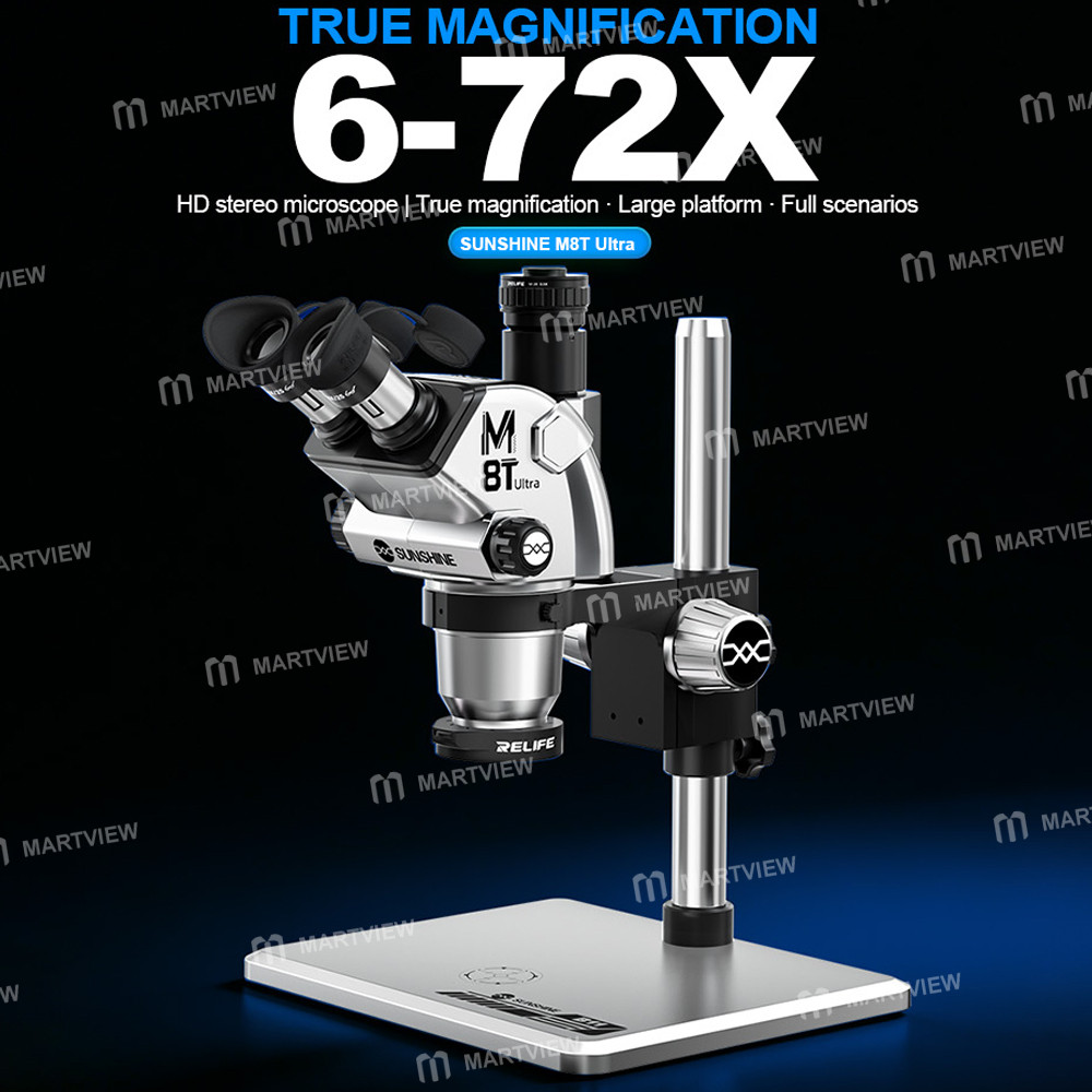 sunshine m8t-ultra-b11-6-72x-synchronous-zoom-trinocular-stereo-microscope-with-b11-big-base-6