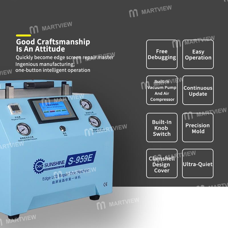 Sunshine S-959E Edge LCD Repair Laminator One Machine for Samsung S7 / S8 / S8+ / S9 / S9+