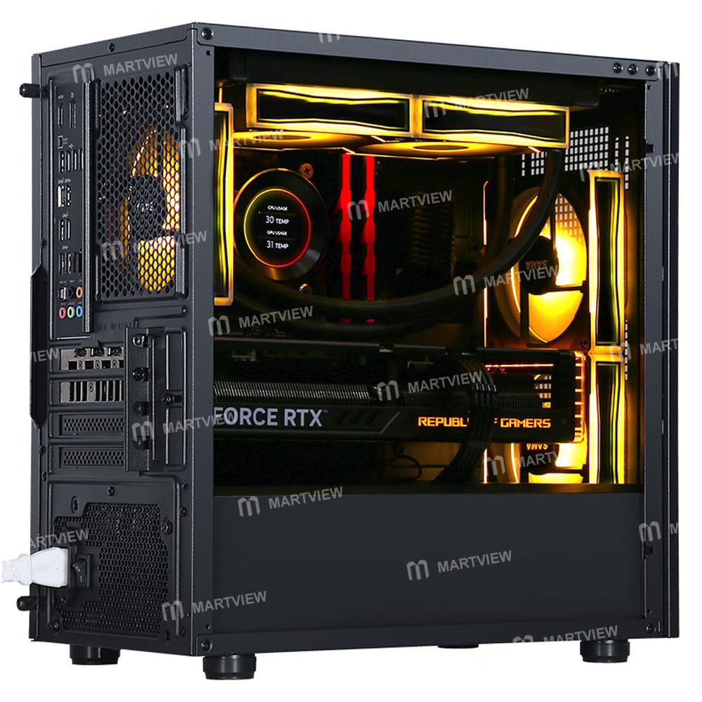 sama honey-badger-m2-mesh-side-panel-glass-desktop-m-atx-computer-case-supports-240-aio-water-coolin