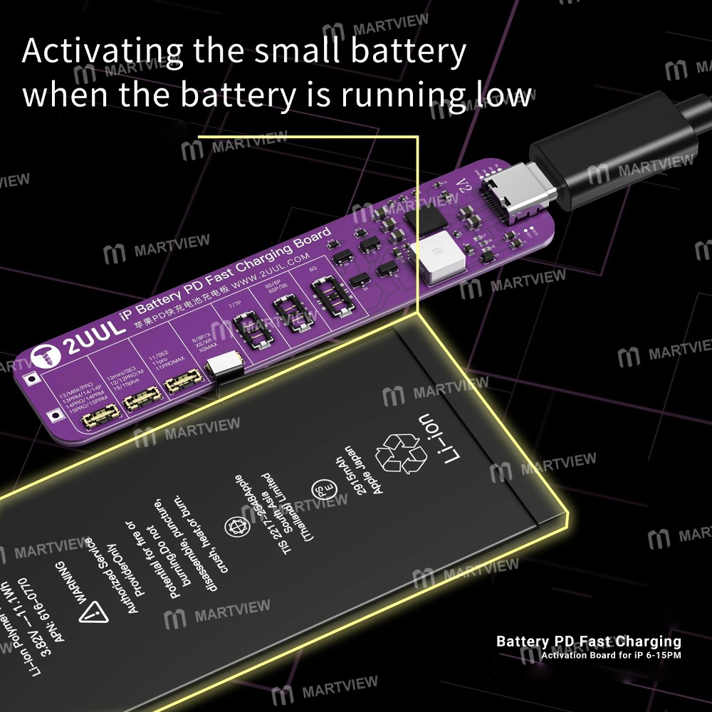 2uul bt01-pd-fast-charging-no-disassembly-battery-activation-board-for-iphone-6-to-15pro-max-4